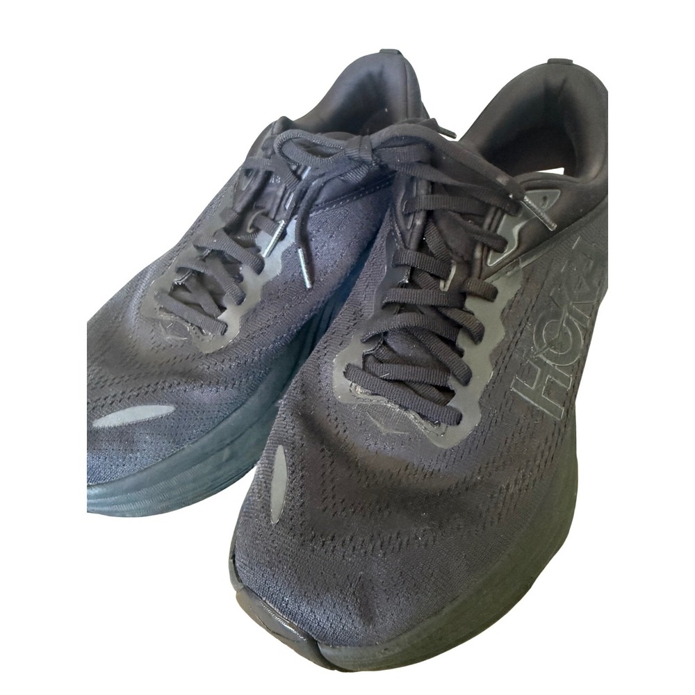 Hoka Bondi 8 Womens 11D Wide Running Shoes Triple Black Sneakers comfort cushion - Picture 3 of 7